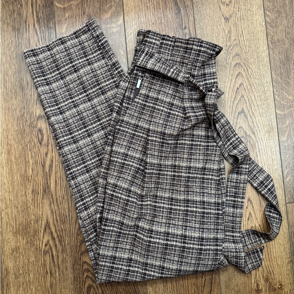 Cato Pants Women's Medium Brown Plaid Business Professional Office